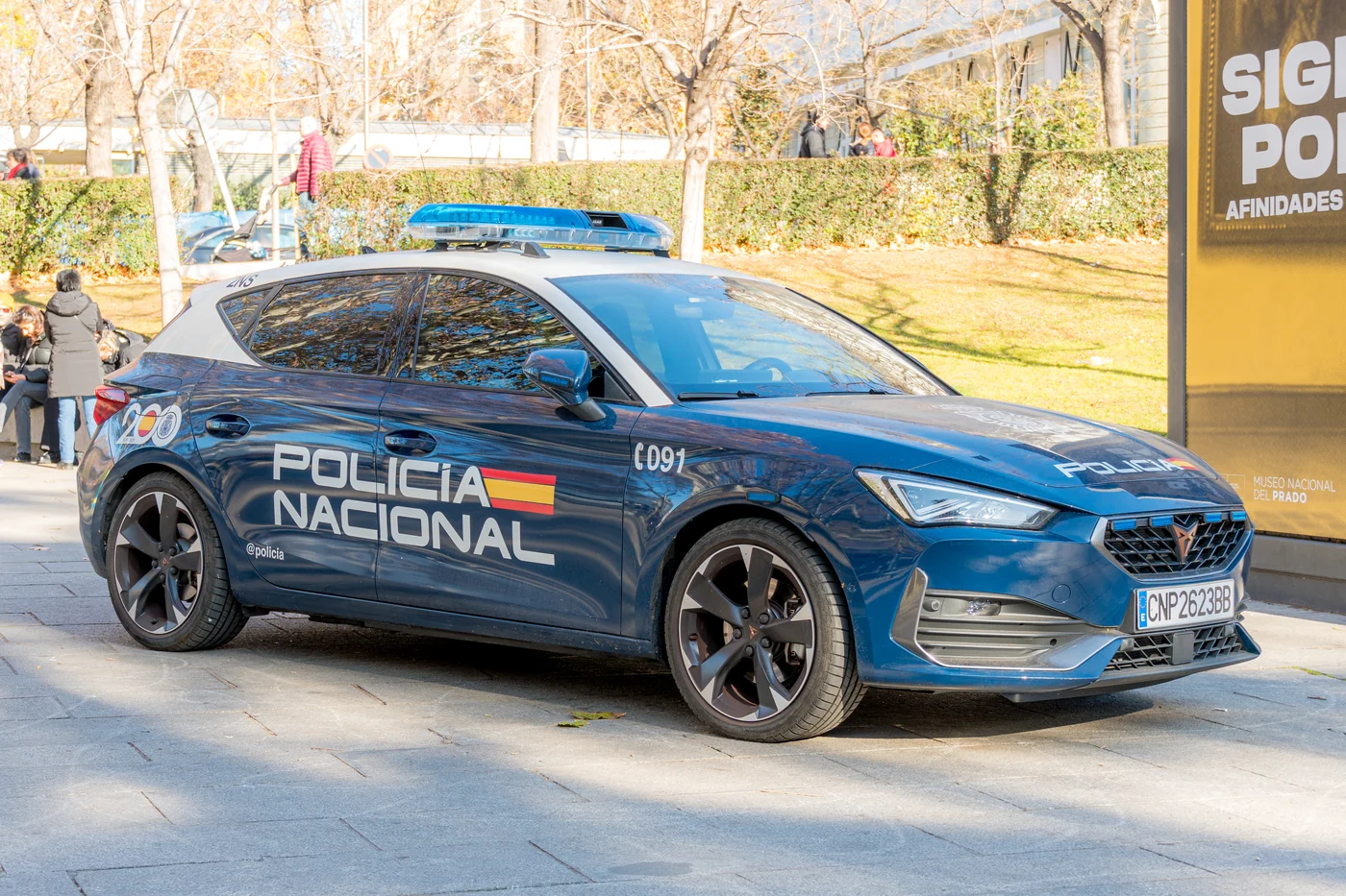 Spanish National Police vehicle in Madrid, photographed in December 2024. Context photograph unrelated to the operation described.