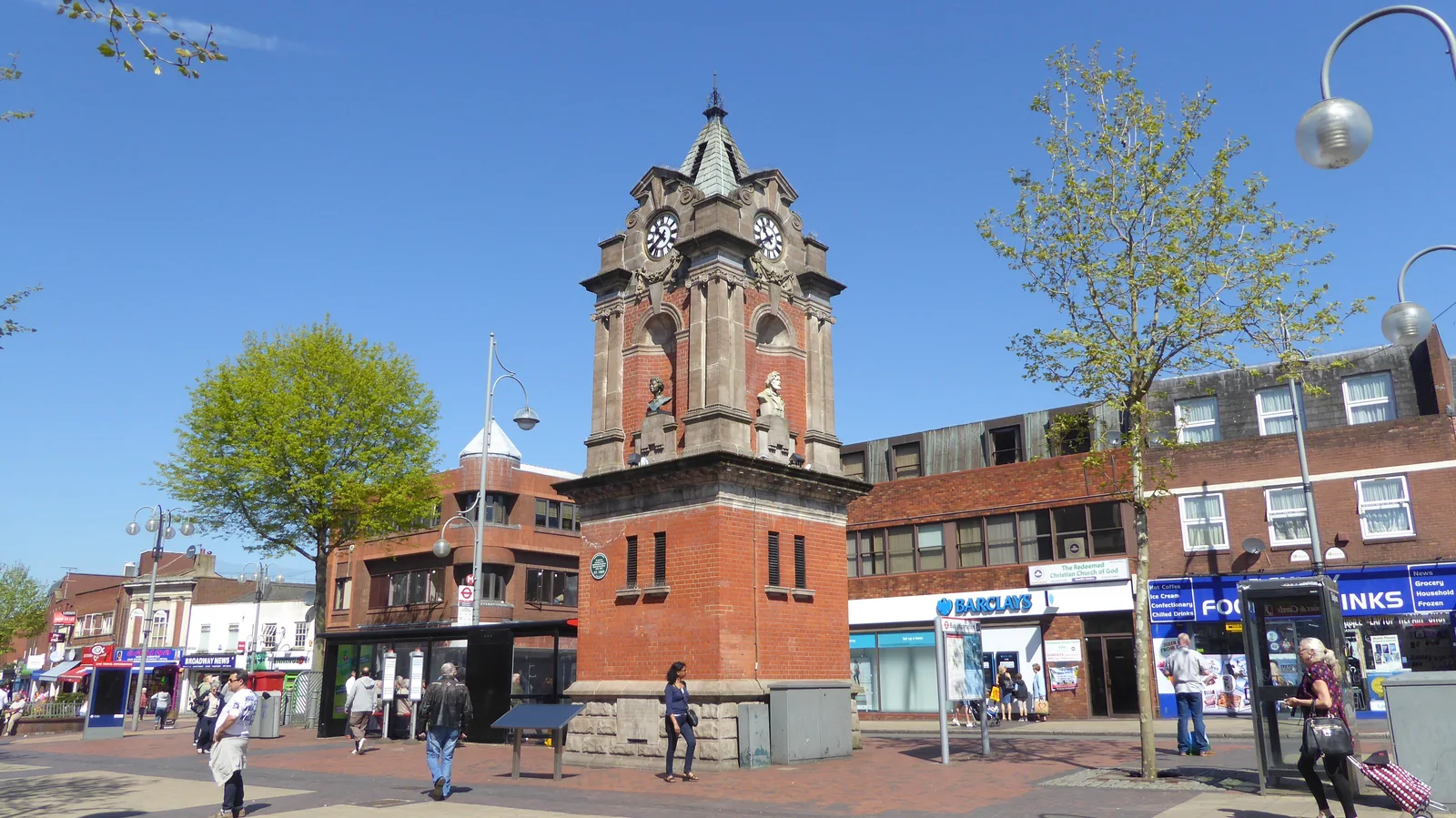 The clocktower in Bexleyheath, southeast London. Urban context photograph, separate from the police operation.
