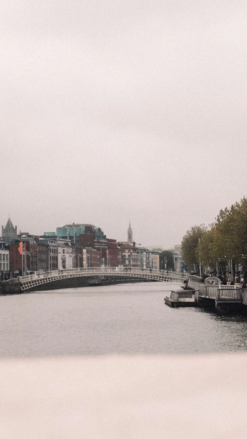 Ha’penny Bridge across the River Liffey, Dublin. Context photograph of the Irish capital, not the parliamentary debate.
